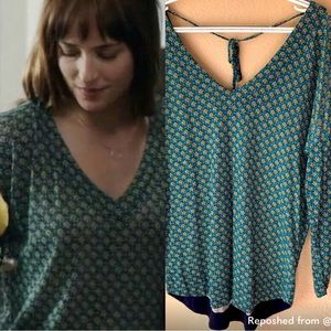 ASO Anastasia Steele Lucky Brand Geometric Pattern Blouse